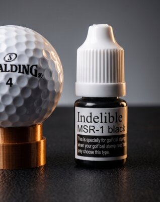 3ml dropper bottle of Dimple¹ refill ink beside the stamp